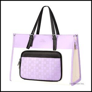 Lightweight Laptop Tote with Insulated Lunch Compartment, PU Leather Work Bag